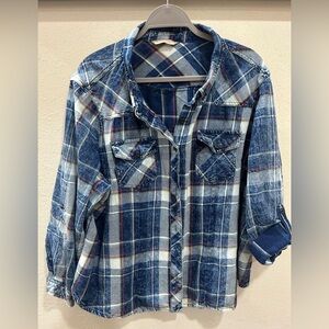 Highway Jeans Blue and Yellow Plaid Shirt